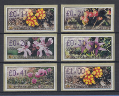 Zypern ATM Wildblumen 2002 Mi.-Nr. 5-9 Aut.-Nr. 006 Satz 6 Werte 0,14 - 1,00 ** - Other & Unclassified