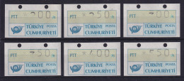 Türkei Klüssendorf-ATM 1987 Lot 6 Werte Mit Ziffern-Dejustierung, Alle OGL ** - Sonstige & Ohne Zuordnung