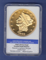 USA Replik / Replica 1849 Liberty Head PP-Prägung  Cu Vergoldet In Slab - Andere & Zonder Classificatie