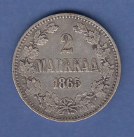 Finnland Silber-Kursmünze 2 MARKKAA Jahrgang 1865 - Finlandia