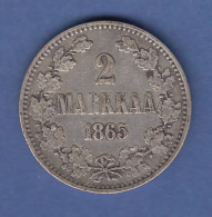 Finnland Silber-Kursmünze 2 MARKKAA Jahrgang 1865 - Finland