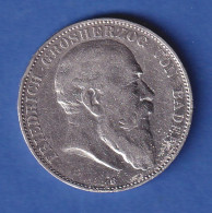 Dt. Kaiserreich Baden Silbermünze Großherzog Friedrich 5 Mark 1904 G - Autres & Non Classés