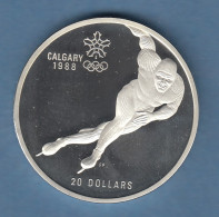 Kanada Olympische Spiele Calgary 1988 Silbermünze 20 Dollar Eisschnellläufer PP - Canada