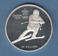 Kanada Olympische Spiele Calgary 1988 , Silbermünze 20 Dollar Skiläufer PP - Canada