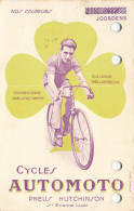 Cycles AUTOMOTO Pneus HUTCHINSON * Coureur Cycliste JOORDENS * CPA Publicitaire Ancienne Illustrateur - Reclame