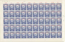 SCHWEIZ  Dienst, Int. Organisationen, ONO/UNO 36, Bogen 10x5, Postfrisch **, UNO Emblem, 1962 - Officials