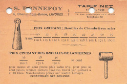 Limoges * S. BONNEFOY 5 Chemin Font Bonne * Douilles Chambrières & Lanternes * CPA Publicitaire Ancienne - Limoges