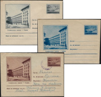 Bulgarie 1954. 3 Entiers Postaux, Palais De La Téléphonie à Sofia. Timbre : Barrage De Studena, Bulgarie Du Sud - Télécom