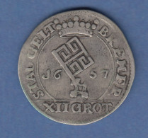Bremen Ferdinand III. . Silbermünze 12 Grote 1657 Stadtwappen / Reichsadler - Andere & Zonder Classificatie