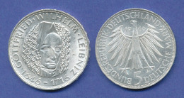 Bundesrepublik 5DM Silber-Gedenkmünze 1966, Gottfried Wilhelm Leibniz - 5 Marcos