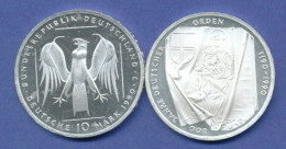 Bundesrepublik 10DM Silber-Gedenkmünze 1991, 800 Jahre Deutscher Orden - 10 Marchi