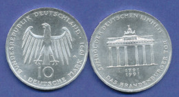 Bundesrepublik 10DM Silber-Gedenkmünze 1991, 200 Jahre Brandenburger Tor - 10 Mark