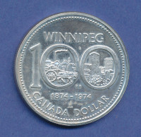 Kanada Silbermünze 1 Dollar 1974 100 Jahre Stadt Winnipeg,  23,2g 500er Silber - Canada