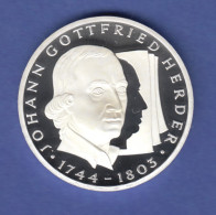 Bundesrepublik 10DM Silber-Gedenkmünze 1994 Johann Gottfried Herder PP - 10 Marcos