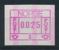 Norwegen Frama-ATM 1978,  Endstreifen-ATM 0025 Aus Automat 2 ** - Viñetas De Franqueo [ATM]