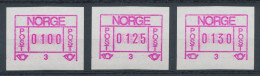 Norwegen Frama-ATM 1978, Aut.-Nr. 3 (Bergen) Tastensatz 100-125-130 ** X-Papier - Automatenmarken [ATM]