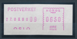 Norwegen Schalterfreistempel Von 1980, Lila, Wert 0630 Öre, Ohne Unterlinie  - Automatenmarken [ATM]