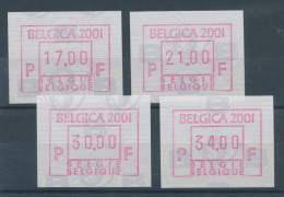 Belgien FRAMA Sonder-ATM BELGICA 2001, Satz 17-21-30-34 BFr. ** - Sonstige & Ohne Zuordnung