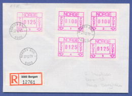 Norwegen Frama-ATM 1978, R-Brief Mit 5 ATM Aller Aut.-Nr. 1-5, O Bergen - Automatenmarken [ATM]