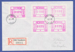 Norwegen Frama-ATM 1978, R-Brief Mit 5 ATM Aller Aut.-Nr. 1-5, O Trondheim - Automatenmarken [ATM]