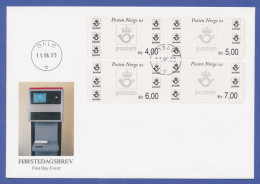 Norwegen ATM-ähnliche Briefmarken Mit Fester Wertangabe. 4 Werte Auf FDC 11.6.99 - Viñetas De Franqueo [ATM]