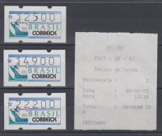 Brasilien ATM BRASILIANA'93, Mi.-Nr. 5,Satz 12500-14900-22200 ** AQ Balconista 2 - Viñetas De Franqueo (Frama)
