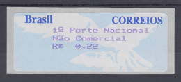 Brasilien ATM Taube, Mi.-Nr. 7, 3-stelliger Werteindruck, Einzelwert 0,22 R$ ** - Franking Labels