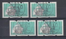 Portugal Klüssendorf ATM Segelschiff Nau Satz 40-70-90-130 Mit ET-Sonderstempel - Machine Labels [ATM]