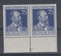 Heinrich Von Stephan 75Pfg, Unterrand-Paar Mit Plattennummer 2 Mi.-Nr. 964 Pl-Nr - Altri & Non Classificati