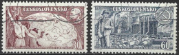 Czechoslovakia 1957. Scott #827-8 (U) Russian Revolution, 40th Anniversay  (Complete Set) - Gebruikt