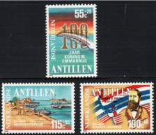 Dutch Antilles 1988 Queen Emmabridge 100 Yr 3 Val MNH Nederlandse Antillen Construction & Architect - Factories & Industries