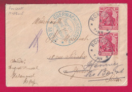 ALSACE LORRAINE GERMANIA RONCOURT MOSELLE 1915 CENSURE CENSOR METZ POUR GENEVE SUISSE LETTRE - Storia Postale