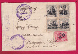 GERMANIA SURCHARGE WARSCHAU POLOGNE POLAND POUR HAYANGE MOSELLE CENSURE THIONVILLE ALSACE LORRAINE DEVANT DE LETTRE - Storia Postale