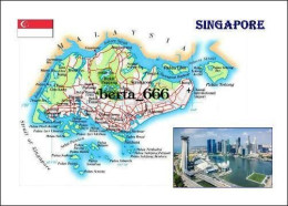 Singapore Country Map New Postcard * Carte Geographique * Landkarte - Singapur