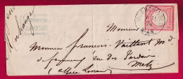 ALSACE LORRAINE MORCHINGEN MORHANGE MOSELLE 1874 POUR METZ LETTRE - Storia Postale