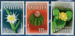 Dutch Antilles 1988 Flora 3 Values MNH Cereus Hexagonus, Melocactus, Opuntia Wentiana - Autres & Non Classés