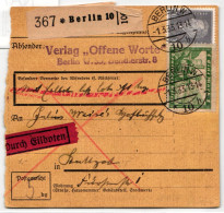 Deutsches Reich 364 U.a. Auf Postkarte Als Mischfrankatur Paketkarte #NA790 - Altri & Non Classificati