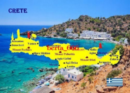 Greece Crete Island Map New Postcard * Carte Geographique * Landkarte - Griechenland