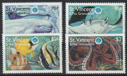 St.Vincent & Grenadines 1998  Marine Life,Fish,Whales,Octopus  Set  MNH - Vie Marine