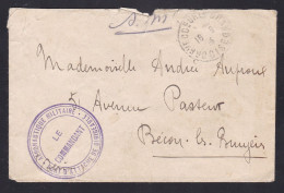 France - 1915 FM Cover Crevecour Le Grande - Dirigeable Detachment Cachet - Covers & Documents