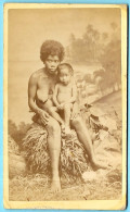 PHOTO Photographie CDV Ancienne ALLEN HUGHAN, NOUMEA Nouvelle-Calédonie - Femme Autochtone Et Enfant - Oceanía