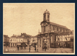 Charleroi. Place Charles II. Eglise St. Christophe. Tramway. Magasin Delhaize Le Lion. Café Napoléon. 1935 - Charleroi