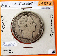 AUTRICHE. 1 FLORIN 1858..TTB, .  Argent.. Silver. - Oostenrijk