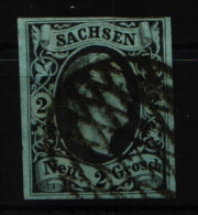 Sachsen 5 Gestempelt Oben Lupenschnitt Sonst Breitrandig #KI341 - Saxe