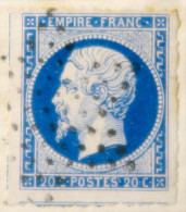 R1311/2957 - FRANCE - NAPOLEON III N°14Aa Bleu Foncé (sur Fragment) >>>> Percé En Ligne - 1853-1860 Napoleon III