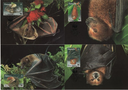 Vanuatu 1996 Maximum Cards Set X4 WWF W.W.F. Fruit Bats Bat Megabat Fauna - Maximumkarten