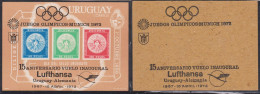 1972 Uruguay Olympic Games Munich OVERPRINT PROOF And Mnh Sheet Bloc S/s Yv H21 -  Aviation Flight Inaug Lufthansa - Summer 1972: Munich