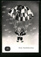 AK Sandmann Landet Mit Dem Fallschirm  - Gebruikt