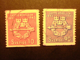 90 SUECIA SUEDE 1943 / EMBLEMA DE ORGANIZACION DE TIRO / YVERT 301 / 02 FU - Used Stamps