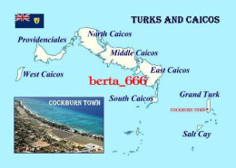 Turks And Caicos Islands Map New Postcard * Carte Geographique * Landkarte - Turks- Und Caicosinseln